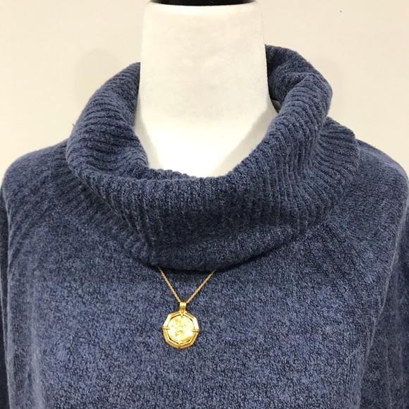 Ribbed Cowl Neck Pullover Bijou Blue - Picture 11 of 16